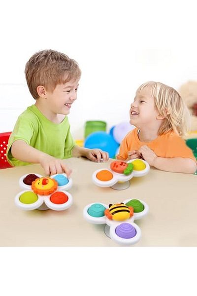 NEXIFY 3PCS Suction Cup Spinner Toys Novelty Sensory Toys Fidget Bath Toys for Toddlers Kids Birthday Baby