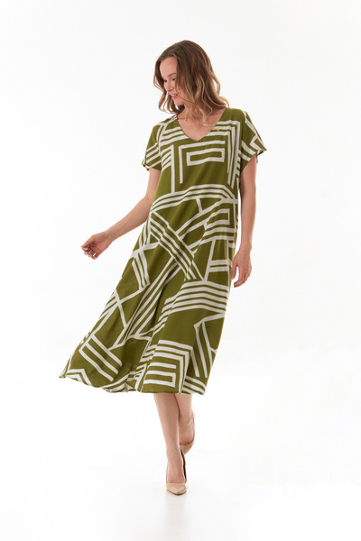 Fulla Moda Ριγέ φόρεμα με V λαιμόκοψη