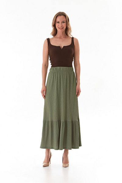 Fulla Moda Bürümcük Fabric Elastic Waist Skirt