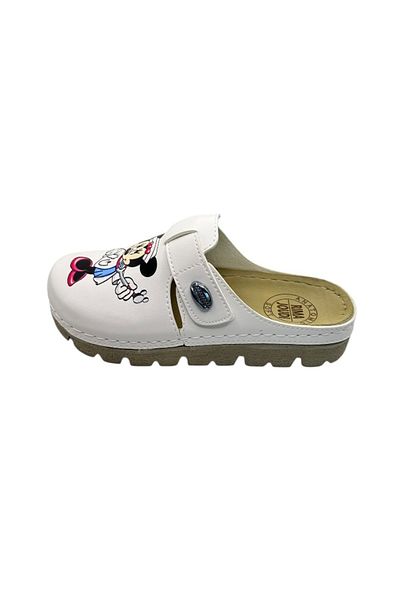 TECOS Women's Sanitary Clogs - White With Nurse Print, Size 39, 24.5 Centimeters