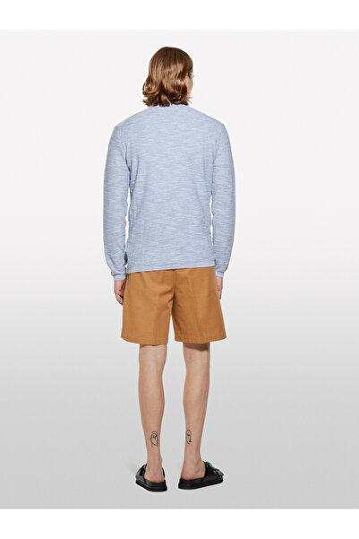 Sisley Men's Light Blue Cotton Blend Long Sleeve Crew Neck Sweatshirt