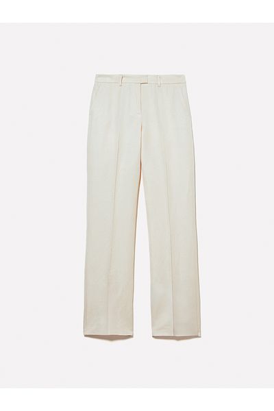 Sisley Women's Champagne Linen Blended Regular Waist Straight Fit Trousers
