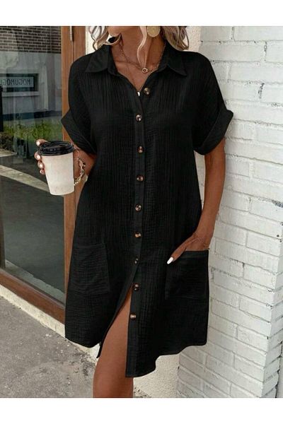 Miracle Omni Women's Short Sleeve Crew Neck Side Slit Viscose Midi Dress