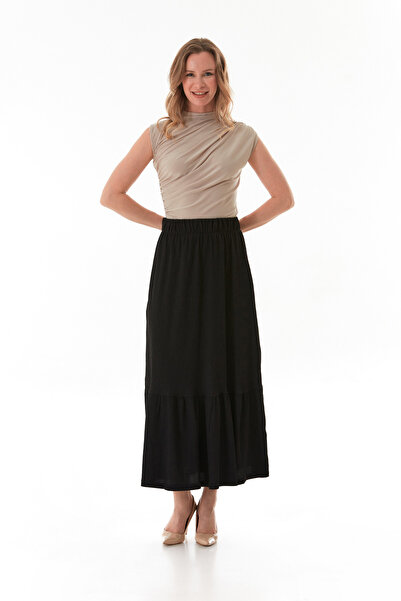 Fulla Moda Bürümcük Fabric Elastic Waist Skirt