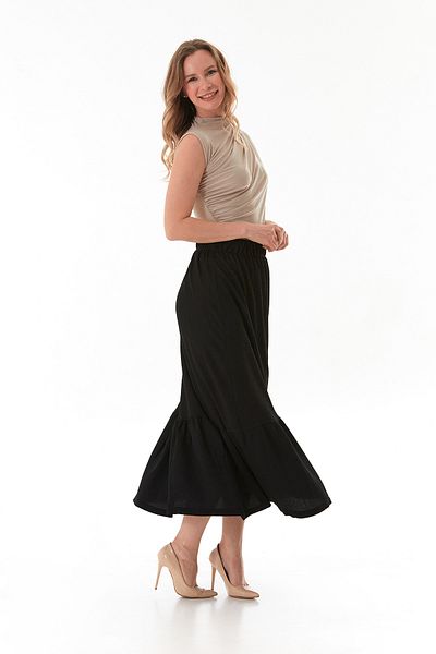 Fulla Moda Bürümcük Fabric Elastic Waist Skirt
