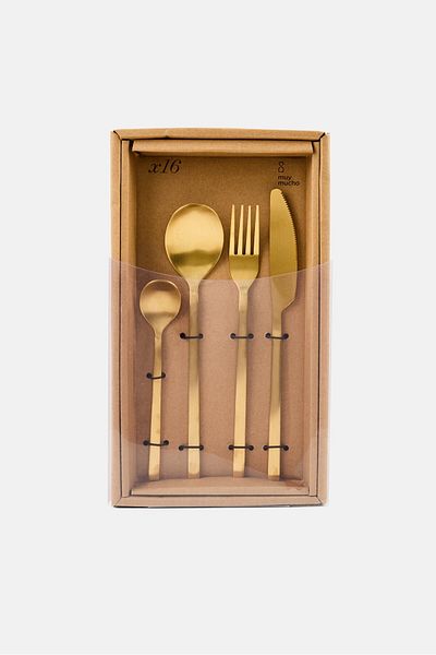 Muy Mucho 16 Pcs Cutlery , Gold