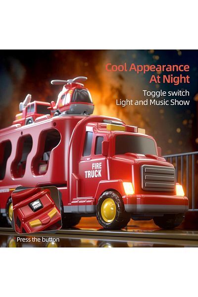 fulina 5 in 1 Fire Truck Cars,with Light Sound,Early Education Function,Birthday Gifts for 3+ Year Old