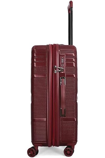 Titan Solid Trolley Bags Set of 3 + Makeup Set (L28/M24/S20/BC12) Burgundy