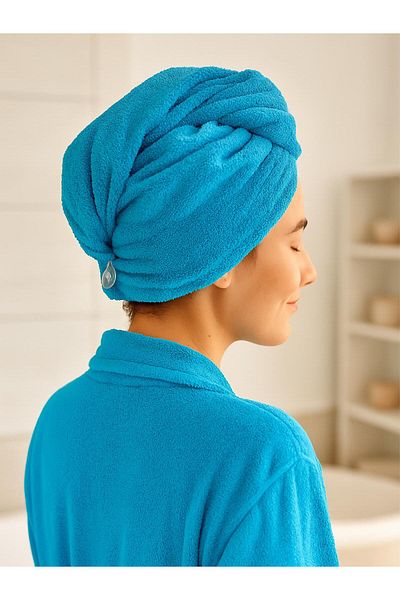 Ender Home Cottonverse Buttoned 100% Cotton Hair Drying Cap