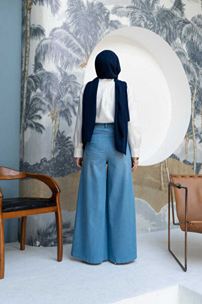 Neways 1162-Denim Pantolon Etek Açık Mavi