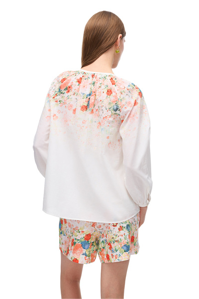 Perspective Multicolored Lublin Regular Fit Round Neck Floral Blouse