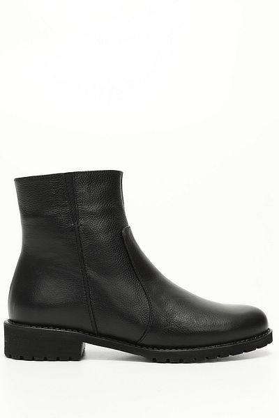 GÖNDERİ(R) Women / Girls Black Floater Genuine Leather Round Toe Heels Rubber Sole Zipper Women Casual