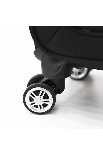 AMERICAN FLYER Softside Double Spinner Wheel Luggage Trolley Bag 16.5 inch Cabin Size, Black