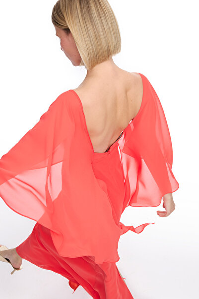 Perspective Nar Çiçeği Piyamor Rahat Kalıp Uzun Boy Elbise