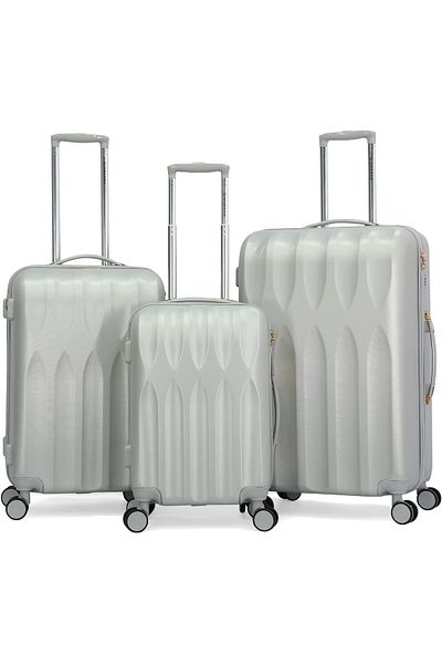 Giordano 3-Piece TSA Luggage Set, Silver, Polycarbonate (PC)