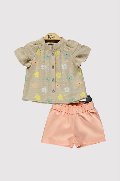 Lux Kumru Flower Patterned Baby Girl Double Set