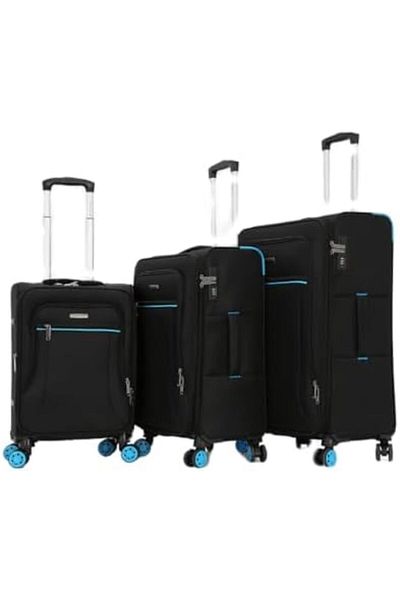 Giordano Travel Bags with Double Spinning Wheels and Digital Lock (3-Piece Set, Black), Polyester