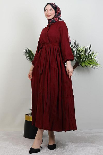 GİYZAMİLA Evren Buttoned Dress Burgundy