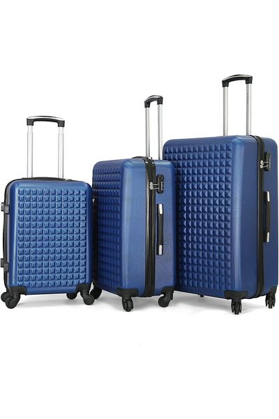 Giordano Luggage Set with Spinner Wheels - 3 Pieces (Blue, L-28 / M-24 / S-20, Polycarbonate)