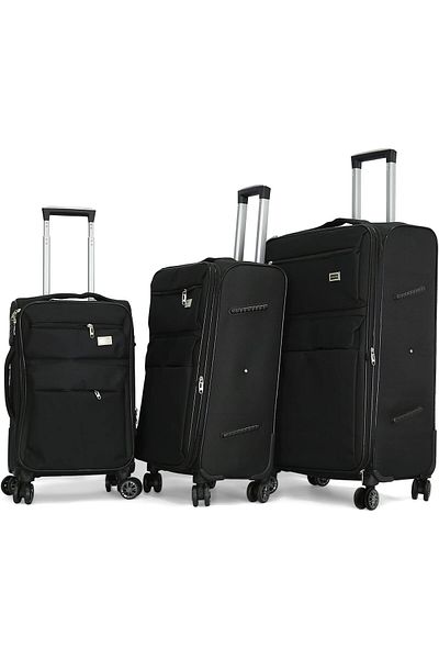 Giordano Unisex Luggage Set 16584/3TR, Black, Polyester