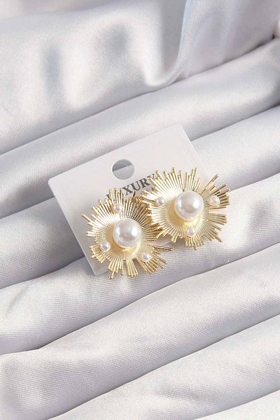Skygo Brass Gold Color Zircon Stone Shining Pearl Grains Earrings - Tj-Bkp9505