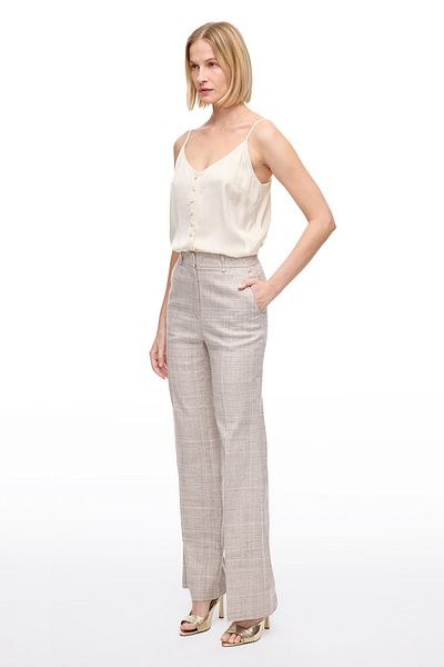 Perspective Beige Diones Regular Fit High Waist Trousers