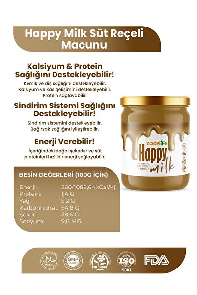 zadelife Happy Milk Süt Reçeli 240 Gr