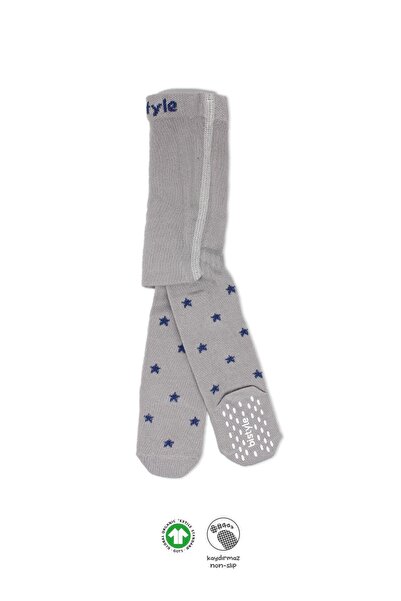 Bistyle Organik Kız Erkek Bebek Çocuk Penye Külotlu Çorap Kaymaz Stars