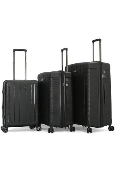Travelite مجموعة حقائب سفر بعجلات صلبة من 3 قطع للجنسين (L 28، M 24، S 20، أسود)