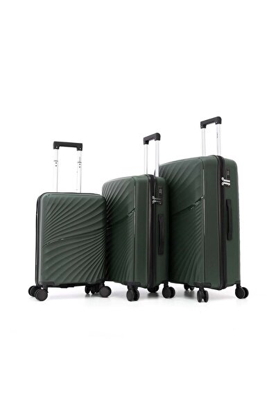Capital مجموعة حقائب سفر بعجلات من البولي بروبيلين الصلبة، مكونة من 3 قطع، باللون الأخضر (S-20، M-24، L-28 بوصة)
