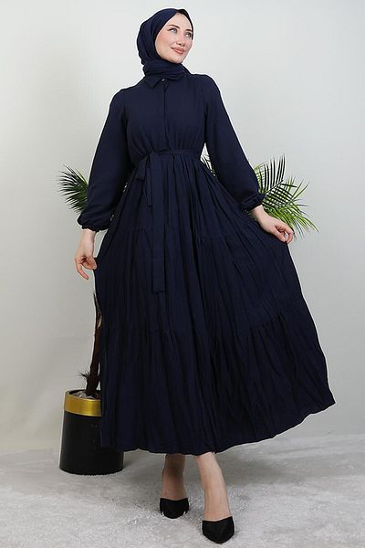 GİYZAMİLA Φόρεμα Evren με κουμπιά Navy Blue