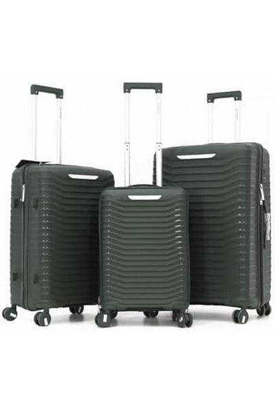 ELANTRA 3-Piece Hardshell Luggage Set with Wheels for Unisex Sizes L 28-M 24-S 20, Green, Polycarbon