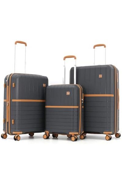 Titan Travel Bags with Double Spinner Wheels and Digital Lock - Sizes L 28, M 24, S 20, Charcoal