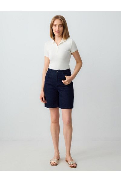 Jimmy Key Tricou alb tricotat cu mânecă scurtă, cu gât polo