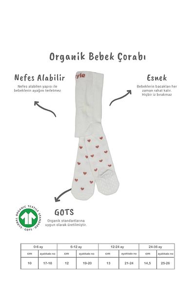 Bistyle Organic Girl Boy Baby Kids Combed Cotton Pantyhose Non-Slip Love