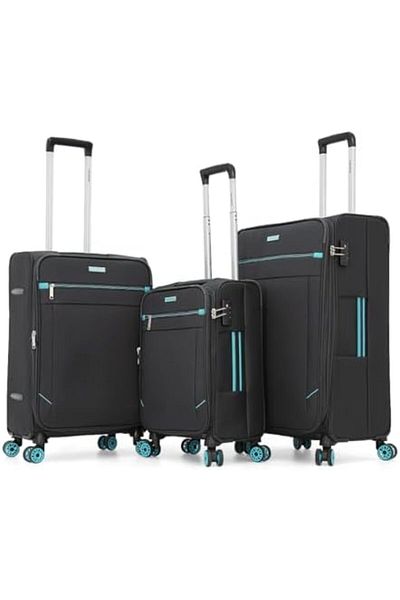 Travelite 3-Piece Polyester Wheeled Luggage Set for Unisex (L 28 - M 24 - S 20, Charcoal)
