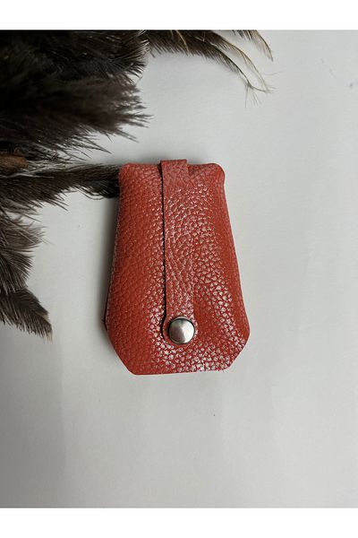 TROYDER Genuine Leather Women Keychain Silvery Pomegranate Blossom Color