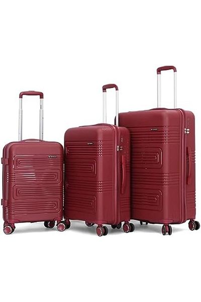 SONADA Luggage Set of 3 Pieces, Burgundy, Polycarbonate