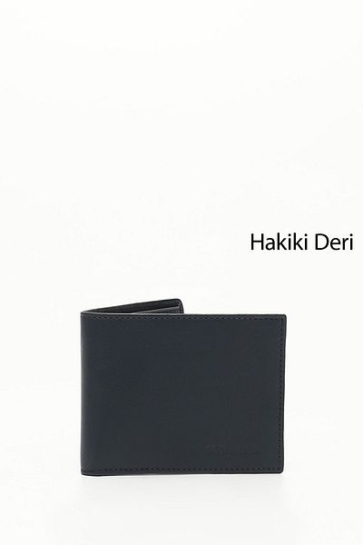 GÖNDERİ(R) Navy Blue Genuine Leather Horizontal Men's Wallet 06750