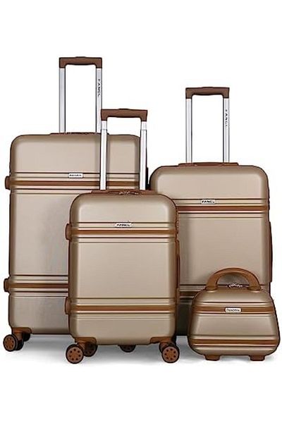 Fancl Travel Luggage Set Unisex 16493/3TR+Bc Size L 28/M 24/S 20 / Bc 12 Light Gold, Polycarbonate (