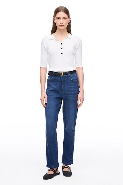 Perspective Denim albastru Denim cu talie înaltă