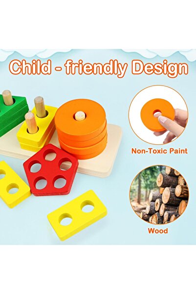 Generic Montessori Toys for 1 to 3-Year-Old Boys Girls Toddlers, Wooden Sorting & Stacking Toys for Toddlers
