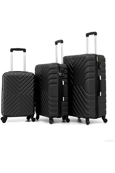DILIXI Travel Luggage Set with 4 Wheels and Number Lock, 28-304/3TR, Black