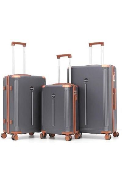 AMERICAN FLYER Suitcase with Dual Wheels and Digital Lock, Sizes: L 28-M 24-S 20, Charcoal Color, Po