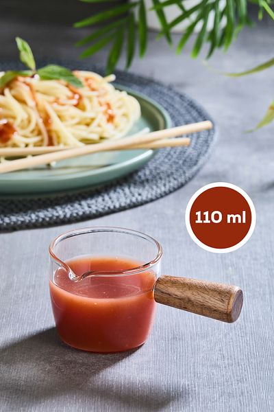 Vienev Large Size Glass Sauce Bowl with Wooden Handle 110 ml