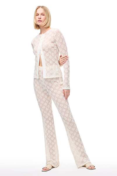 Perspective Ekru Brices Regular Fit Yüksek Bel Pantolon