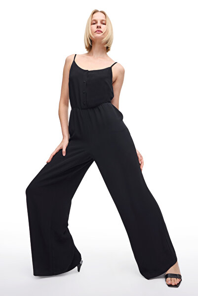 Perspective Black Echos Regular Fit Long Jumpsuit