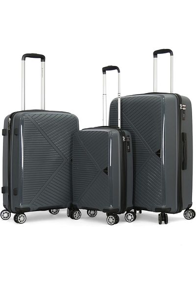Giordano Luggage Set of 3 pcs 75cm/65cm/55cm Gray, Polycarbonate