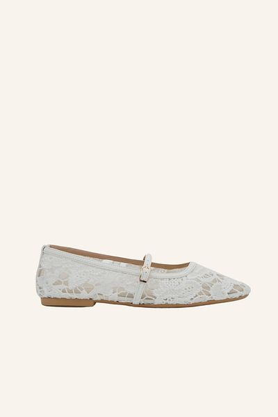 MARCATELLI White Lace Eliza Bridal Ballerinas