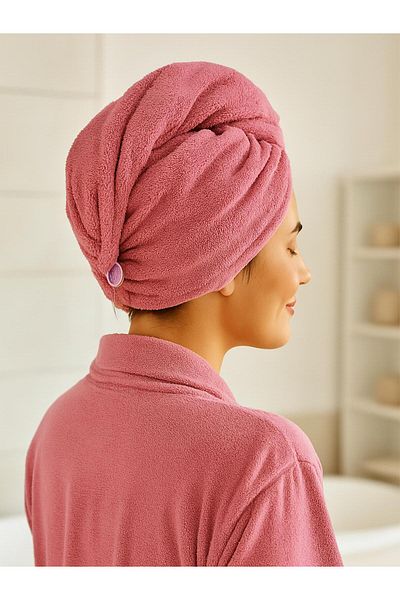 Ender Home Καπέλο στεγνώματος μαλλιών Cottonverse με κουμπιά 100% βαμβάκι